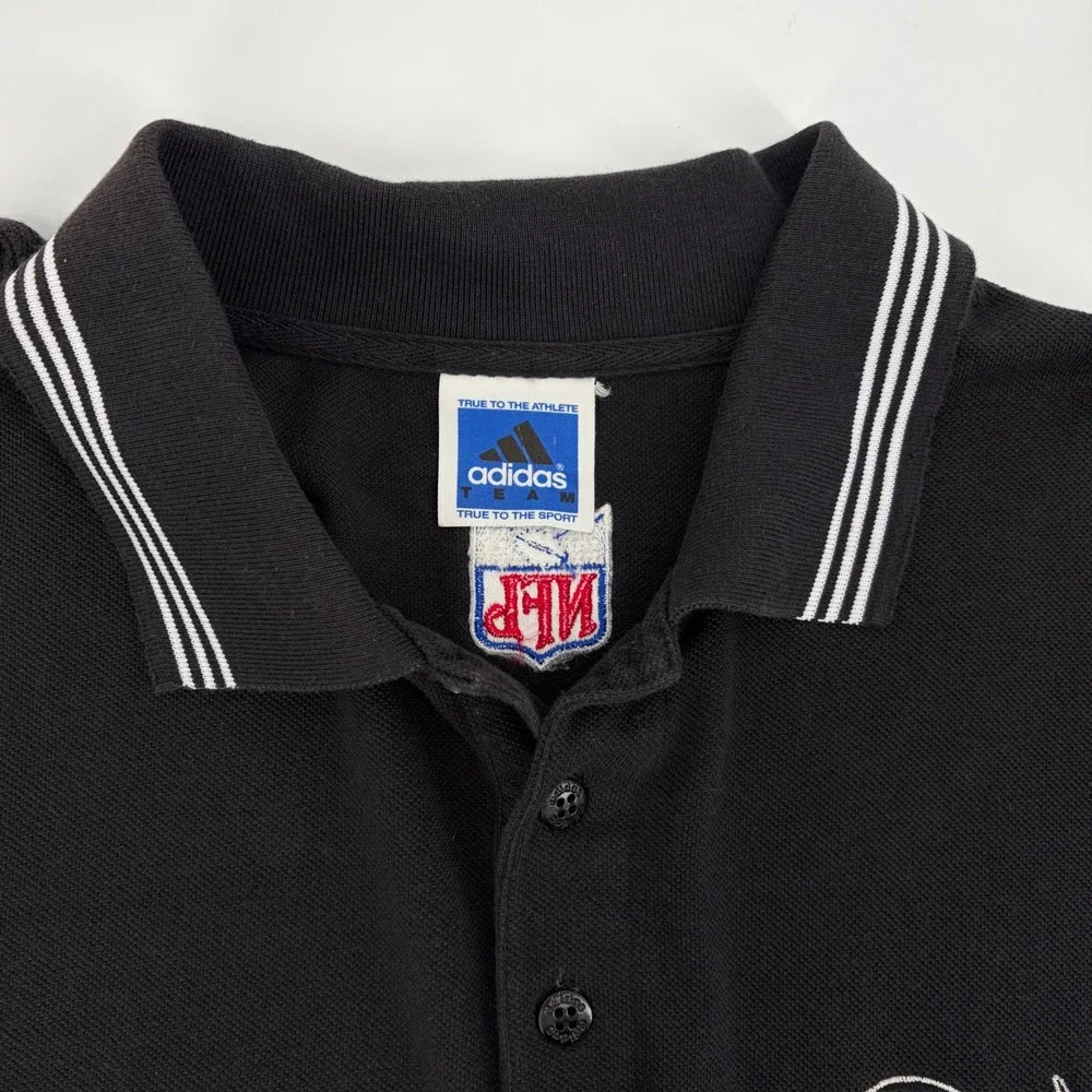 NFL Adidas Polo Shirt Mens Large Tampa Bay Buccaneers Black Football Fan‎ Sporty